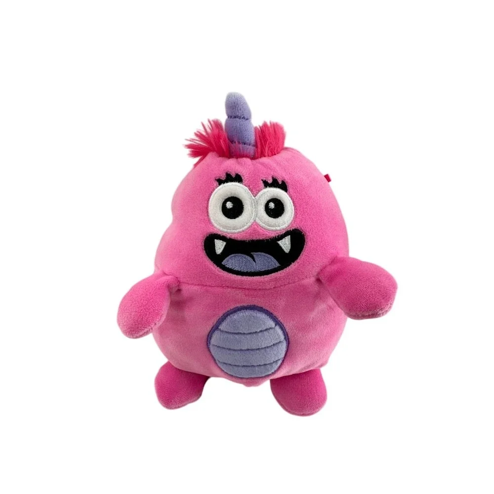 Pink Plush Monster Toy Horn &‎ Funny Face Design Squishy Baby Stuffed Animal